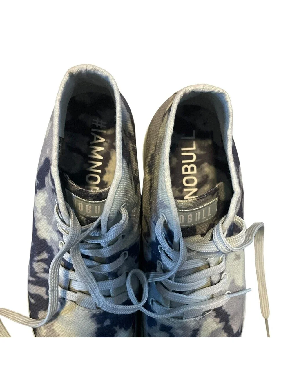 NOBULL High Top Trainer Shoes Womens Size 7.5 Blue Gray Tie Dye Canvas Athletic